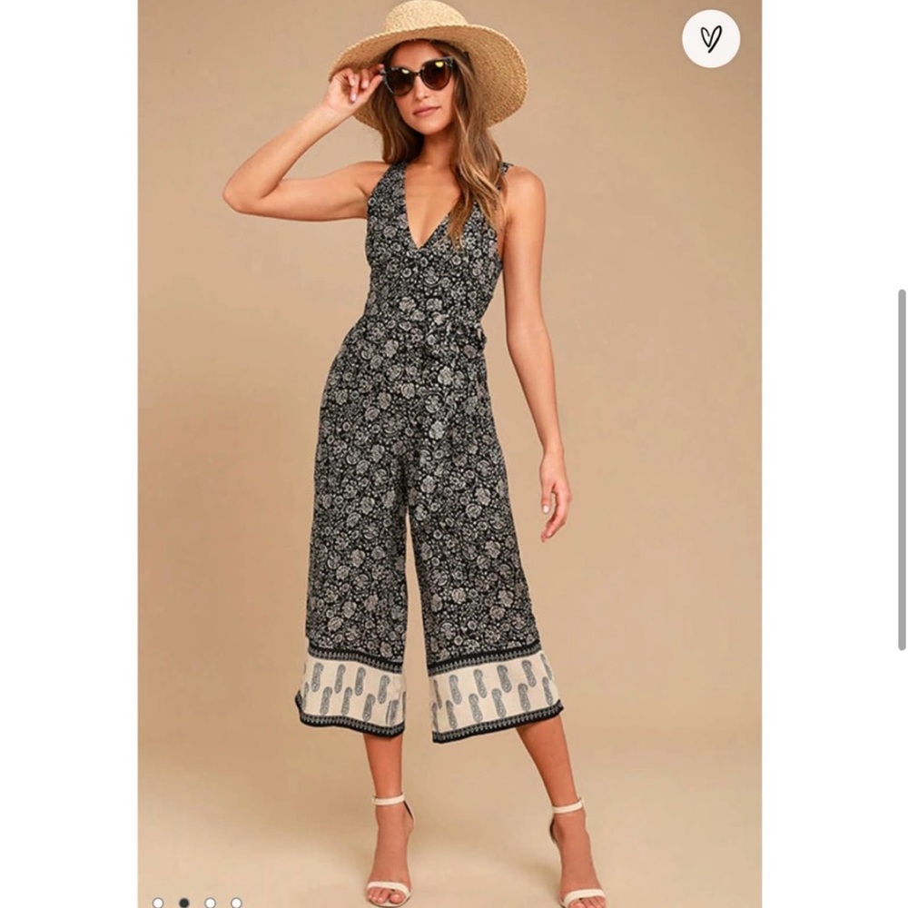 Lulus amuse society calypso boho floral wide leg jumpsuit